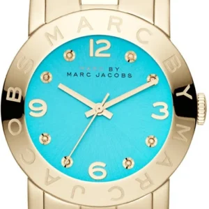 hodinky-marc-jacobs-mbm3220-23060 Marc Jacobs Amy Blue Dial Gold Steel Strap Watch for Women - MBM3220