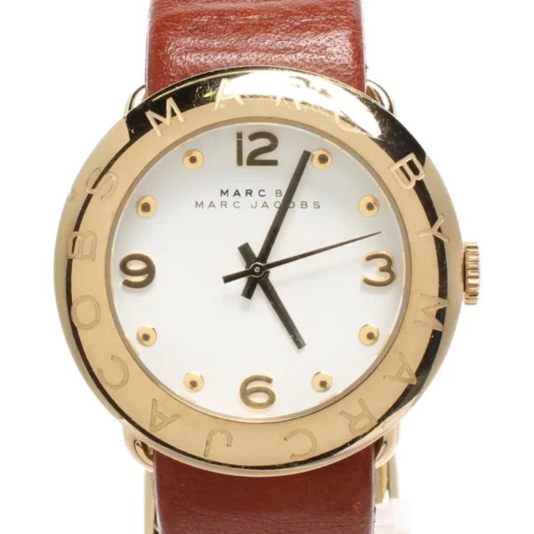 Marc Jacobs Amy White Dial Brown Leather Strap Watch for Women - MBM8574