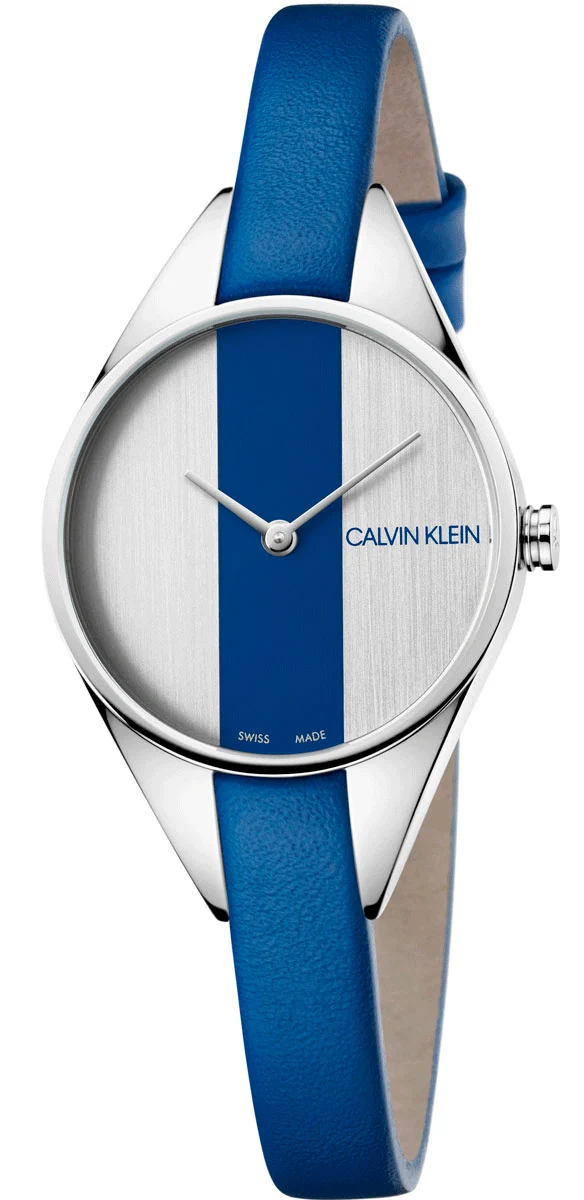 image_156071_19_v1 Calvin Klein Rebel Blue Silver Dial Blue Leather Strap Watch for Women - K8P231V6