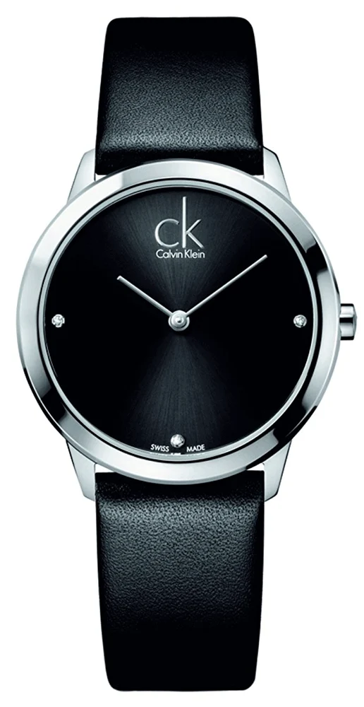 image_159730_19_v1 Calvin Klein Minimal Black Dial Black Leather Strap Watch for Men - K3M221CS