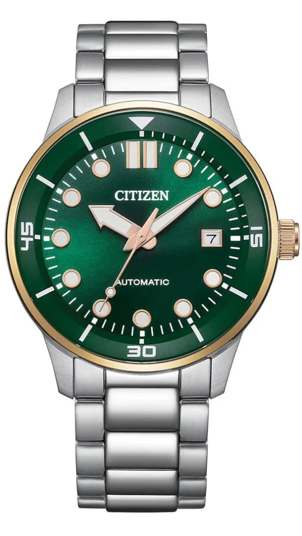 imgi_126_NJ0196-80X Citizen Mechanical Automatic Green Dial Silver Steel Strap Watch for Men - NJ0196-80X