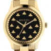 Gucci G Timeless 18K Gold Black Dial Gold Steel Strap Watch for Women - YA1265037
