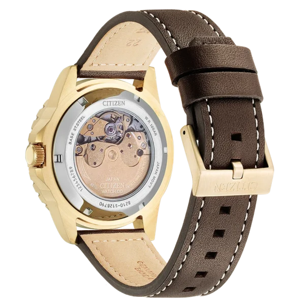 imgi_135_0-468858-18457377ce5038279fef485ff1322086 Citizen Mechanical Automatic Green Dial Brown Leather Strap Watch for Men - NJ0173-18X