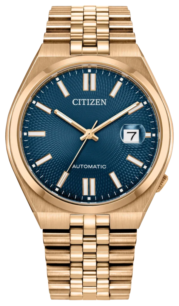 imgi_137_TSUYOSA_60_fd8b4a1e-afa4-4bb8-adf8-d48651f41c36 Citizen Tsuyosa 60 Automatic Blue Dial Rose Gold Steel Strap Watch for Men - NK0023-57L