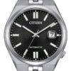 Citizen Tsuyosa 60 Automatic Black Dial Silver Steel Strap Watch for Men - NK0020-55E