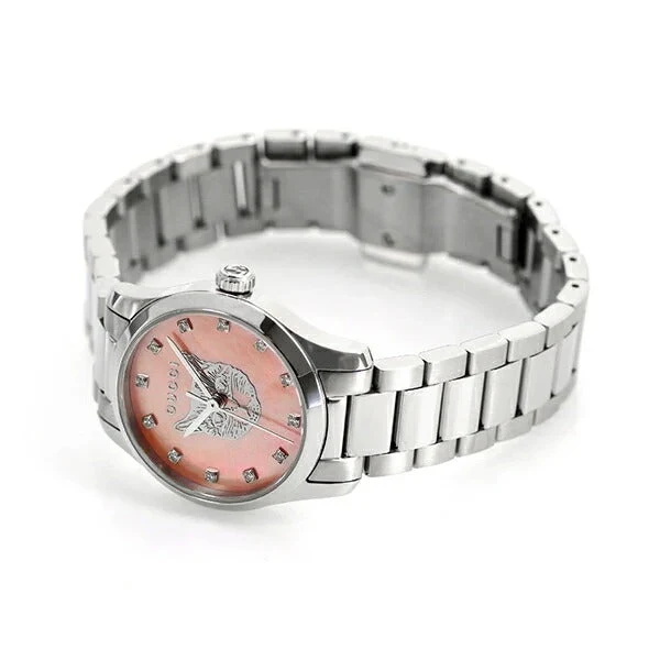 imgi_160_ya1265025_3 Gucci G Timeless Diamonds Pink Mother of Pearl Dial Silver Steel Strap Watch for Women - YA1265025