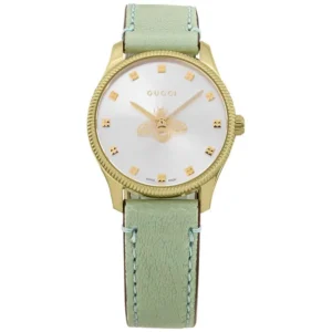 imgi_164_00000012376775_A01 Gucci G Timeless Silver Dial Green Leather Strap Watch for Women - YA1265040