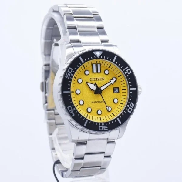 imgi_175_d6e1b84f-77f2-4b0e-83b8-20cb525e9fd4 Citizen Mechanical Automatic Yellow Dial Silver Steel Strap Watch for Men - NJ0170-83Z