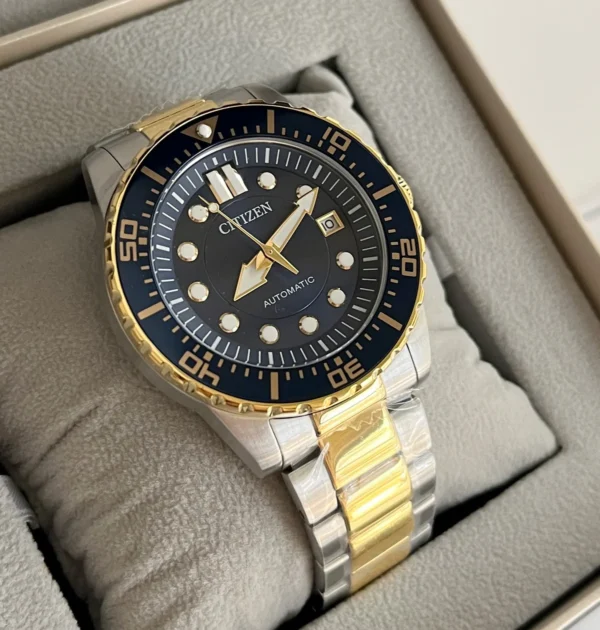 Citizen Mechanical Automatic Blue Dial Two Tone Steel Strap Watch for Men - NJ0174-82L