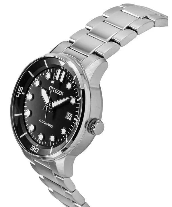 imgi_230_NJ0191-83E_3_bb3a035b-b4e2-41cb-b62e-bb7bb9a39722 Citizen Mechanical Automatic Black Dial Silver Steel Strap Watch for Men - NJ0191-83E