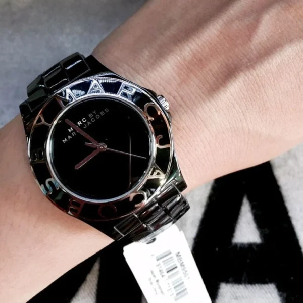 jp Marc Jacobs Black Dial Black Ceramic Strap Watch for Women - MBM9501