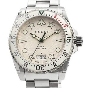 jp_i_n_7abb8364-189f-4cbd-acc8-a74fed467bda Gucci Dive Quartz White Dial Silver Steel Strap Watch For Men - YA136336