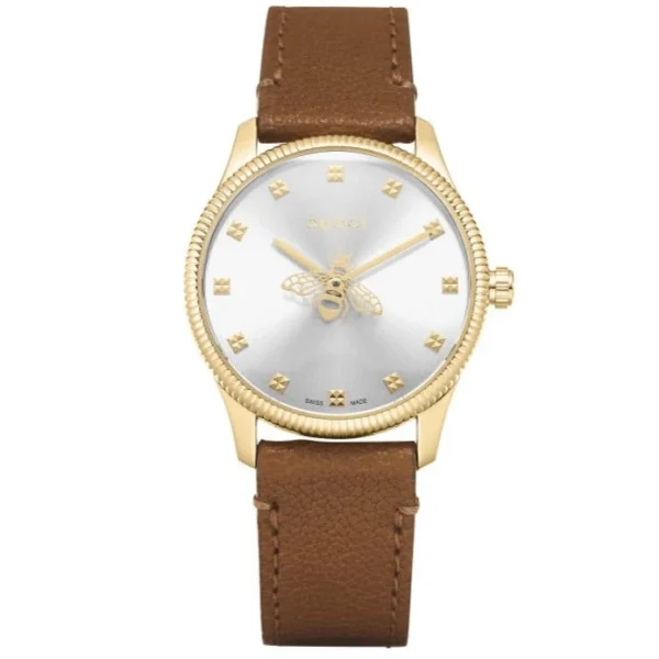 jpg_babathe_968f1e32-af5d-4e78-8b8f-d2f91654935d Gucci G Timeless Quartz Silver Dial Brown Leather Strap Watch For Women - YA1265022