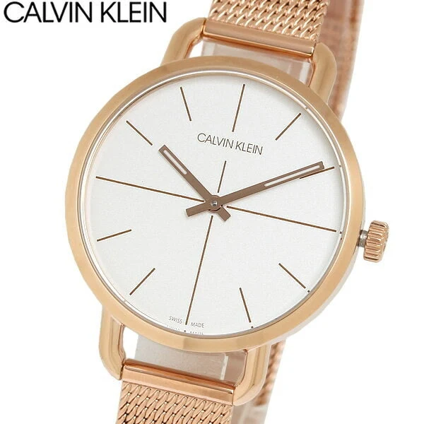 k7b23626-1 Calvin Klein Even White Dial Rose Gold Mesh Bracelet Watch for Women - K7B23626