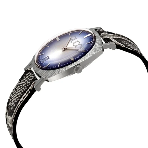 ke8waaq4ubex98t3zo8p-344363 Gucci Grip Vintage Blue Dial Snakeskin Brown Leather Strap Watch for Women - YA152401