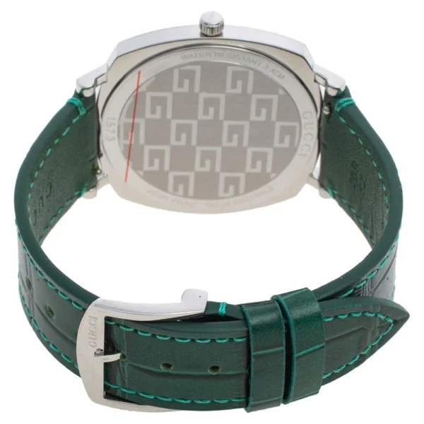 luxury-men-gucci-new-watches-p405990-002_778ba601-352b-42e5-a00f-e93b3498e2be Gucci Grip Quartz Silver Dial Green Leather Strap Watch For Women - YA157414