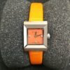 m11167075278_1-100237 Gucci G-Frame Square Mother of Pearl Orange Dial Orange Leather Strap Watch For Women - YA128532