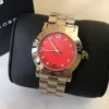Marc Jacobs Amy Red Dial Silver Steel Strap Watch for Women - MBM3302