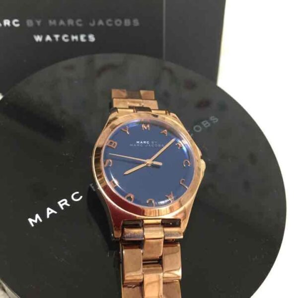 Marc Jacobs Henry Blue Dial Rose Gold Steel Strap Watch for Women - MBM3213
