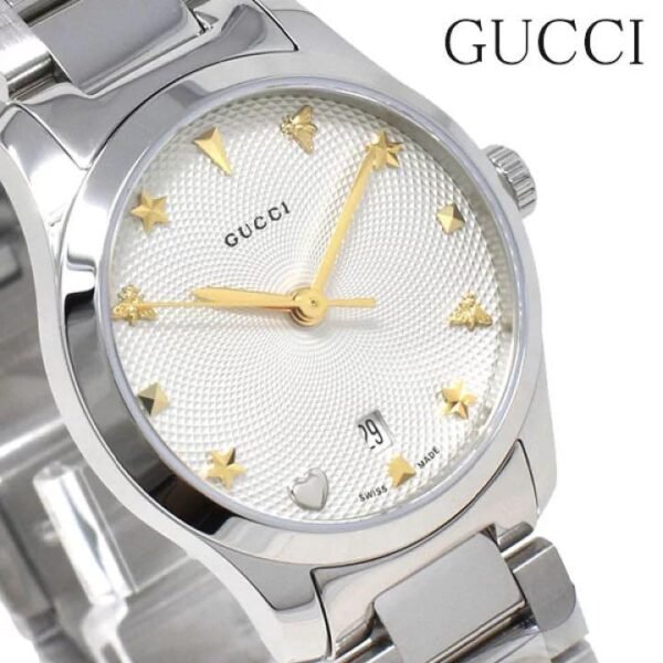 m47091570493_1-351852 Gucci G Timeless White Dial Silver Steel Strap Watch For Women - YA126572A