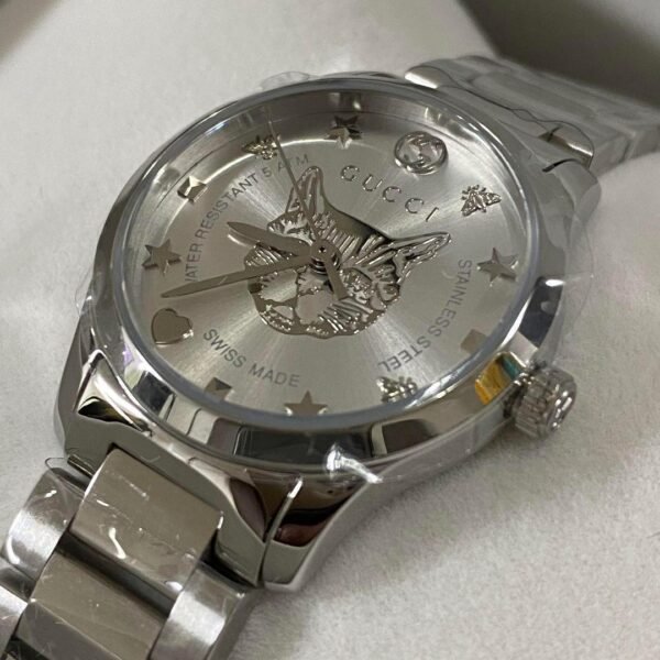 m50650980627_1-646986 Gucci G Timeless Quartz Silver Dial Silver Steel Strap Watch For Women - YA126595