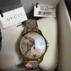 Gucci G Timeless Floral Brown Dial Brown Leather Strap Watch For Women - YA1264038