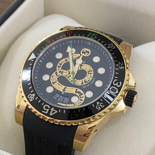 m72255198133_1-899133 Gucci Dive Quartz Black Dial Black Rubber Strap Watch For Men - YA136219