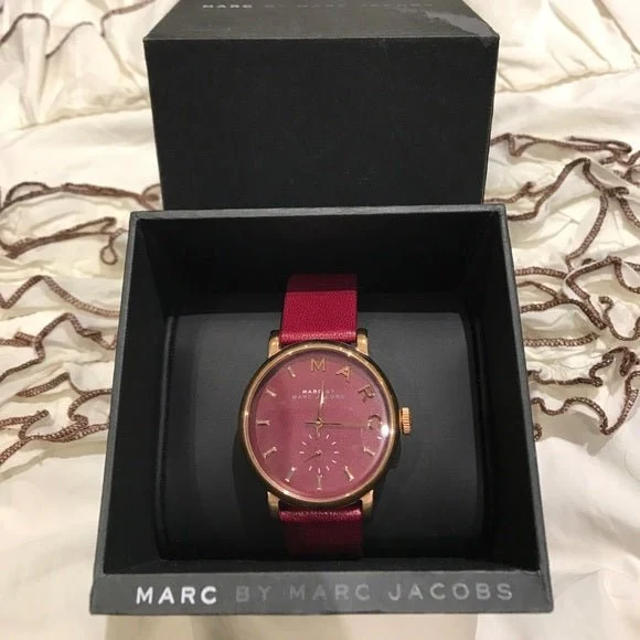 m_597234d25a49d0fb8102973b_383a59d1-4c70-4f04-b9a6-287713518475-872447 Marc Jacobs Baker Maroon Dial Maroon Leather Strap Watch for Women - MBM1271