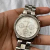 m_5ff9bce906d59c09920c6090 Marc Jacobs Henry Glitz Chronograph Silver Dial Silver Steel Strap Watch for Women - MBM9017