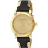Burberry The City Gold Dial Black Leather Strap Watch for Men - BU9032