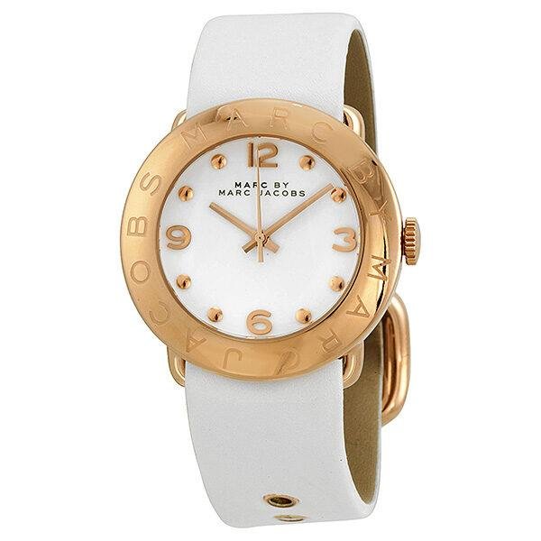 marc-by-marc-jacobs-amy-white-dial-white-leather-ladies-watch-mbm1180 Marc Jacobs Amy White Dial White Leather Strap Watch for Women - MBM1180