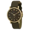 Marc Jacobs Baker Olive Green Dial Olive Green Leather Strap Watch for Women - MBM1328