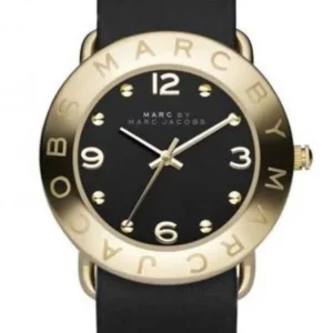 Marc Jacobs Amy Black Dial Black Leather Strap Watch for Women - MBM1154