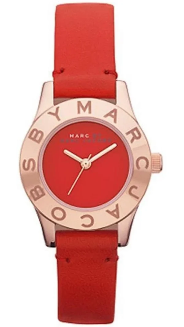 Marc Jacobs Blade Red Dial Red Leather Strap Watch for Women - MBM1210