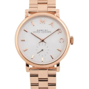 Marc Jacobs Baker White Dial Rose Gold Steel Strap Watch for Women - MBM3244
