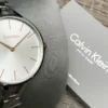 Calvin Klein Graphic Silver Dial Silver Steel Strap Watch for Women - K7E23B46