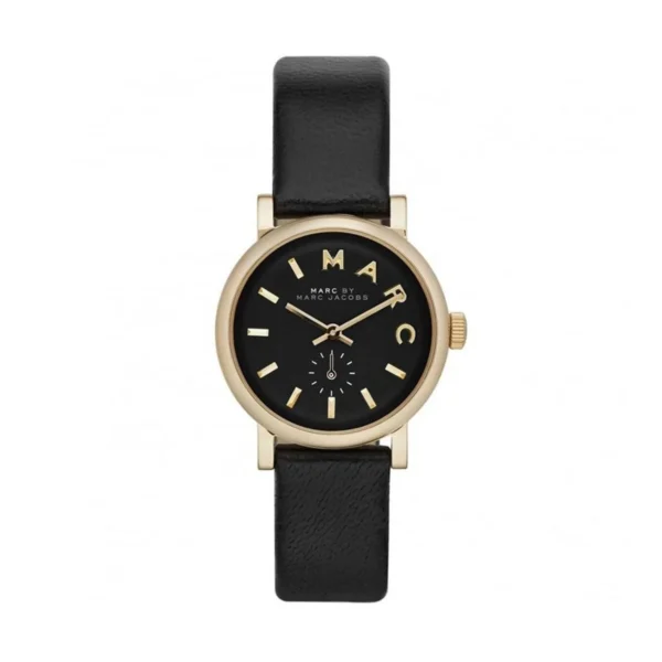 mbm1273_01 Marc Jacobs Baker Black Dial Black Leather Strap Watch for Women - MBM1273