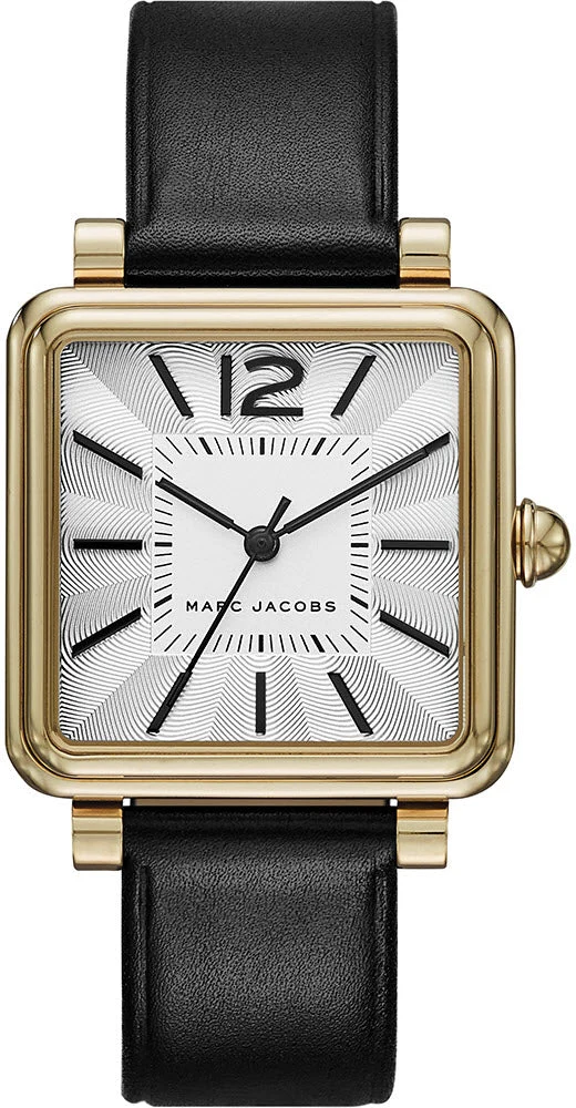 mcb-029-marc-jacobs-watch-vic-ladies-mj1437_5204a603-4908-4645-b8e7-3cef3c67a4c2 Marc Jacobs Vic Silver Dial Black Leather Strap Watch for Women - MJ1437