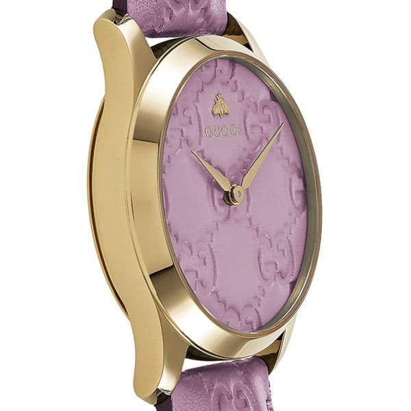 md-wq00037786_1 Gucci G Timeless Quartz Lilac Dial Lilac Leather Strap Watch For Women - YA1264098