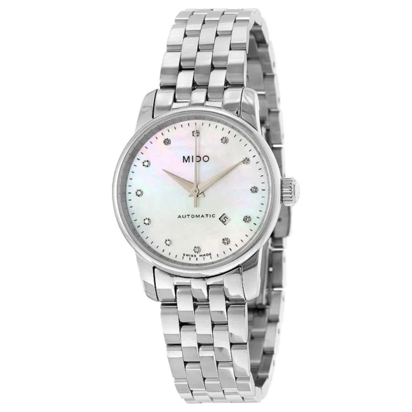 mido-baroncelli-automatic-mother-of-pearl-dial-stainless-steel-ladies-watch-m76004691_4_f2177ab7-9d32-4653-b2cc-10b045650a60 Mido Baroncelli Automatic Mother Of Pearl Dial Silver Steel Strap Watch For Women - M7600.4.69.1