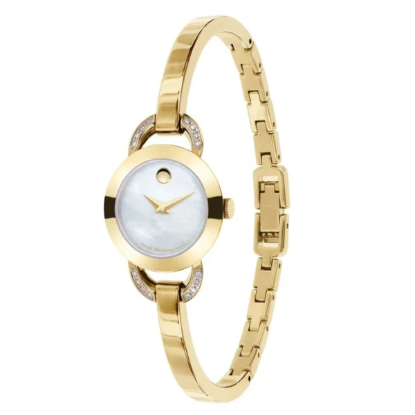 movado-0606889-2 Movado Rondiro Mother of Pearl Dial Gold Steel Strap Watch For Women - 0606889