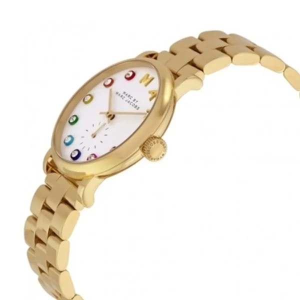 org_2_a3dbe9d6-29bc-4cb5-8452-23ea295466f6 Marc Jacobs Baker White Dial Gold Steel Strap Watch for Women - MBM3440