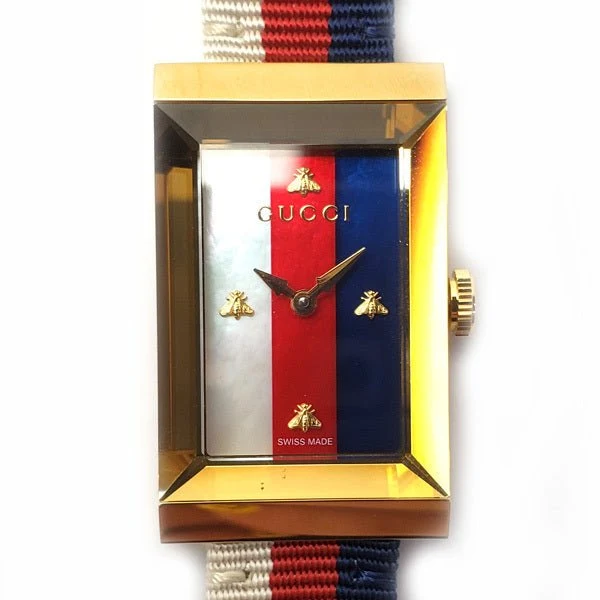 org_48e732b4-fcbf-4b71-aa8d-aa3599755404-420807 Gucci G-Frame Mother of Pearl Dial White Blue Red Nylon Strap Watch For Women - YA147405