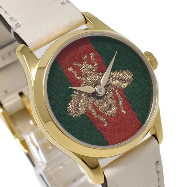 org_e6a0e245-c382-489d-9e86-8a8bda6a43f1 Gucci G Timeless Quartz Red & Green Dial Beige Leather Strap Watch For Women - YA1265009