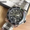 Gucci Dive Snake Black Dial Silver Steel Strap Watch For Men - YA136218
