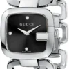 Gucci G Gucci Diamonds Black Dial Silver Steel Strap Watch For Women - YA125406