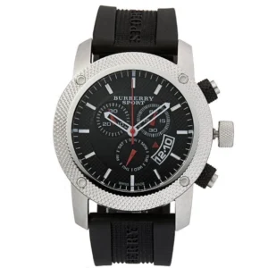 qorkcz Burberry Endurance Sport Chronograph Black Dial Black Rubber Strap Watch for Men - BU7700