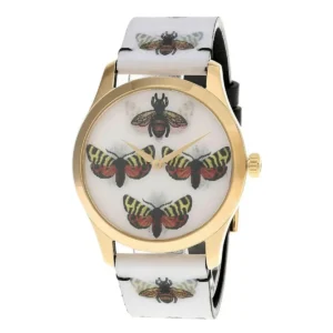 Gucci G Timeless Quartz White Dial White Leather Strap Watch For Women - YA1264109