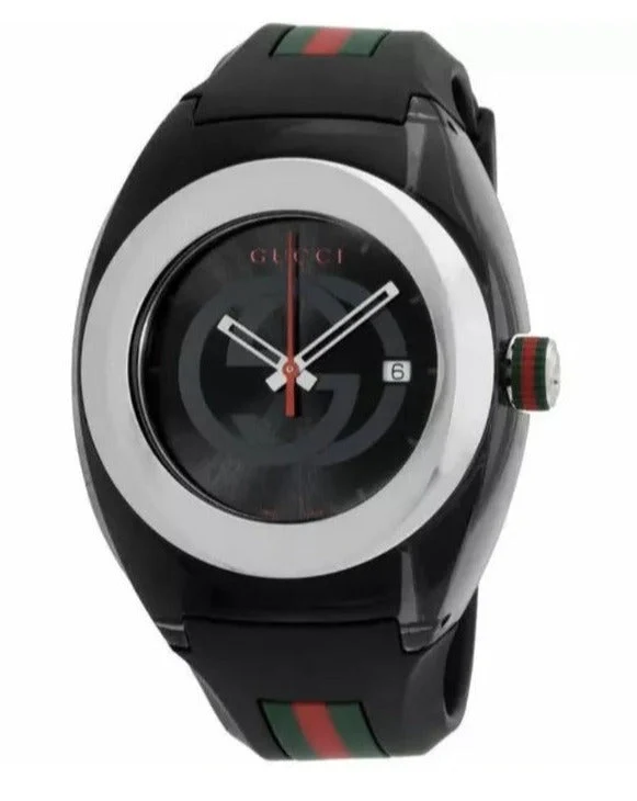 Gucci Sync XXL Quartz Black Dial Black Rubber Strap Watch For Men - YA137101