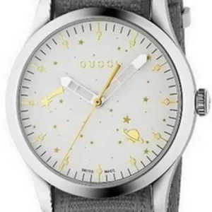 Gucci G Timeless Quartz White Dial Grey NATO Strap Watch For Women - YA1264184